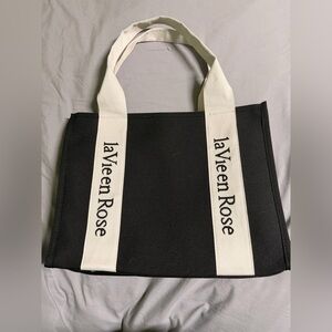 La Vie En Rose Black and Cream Tote Bag